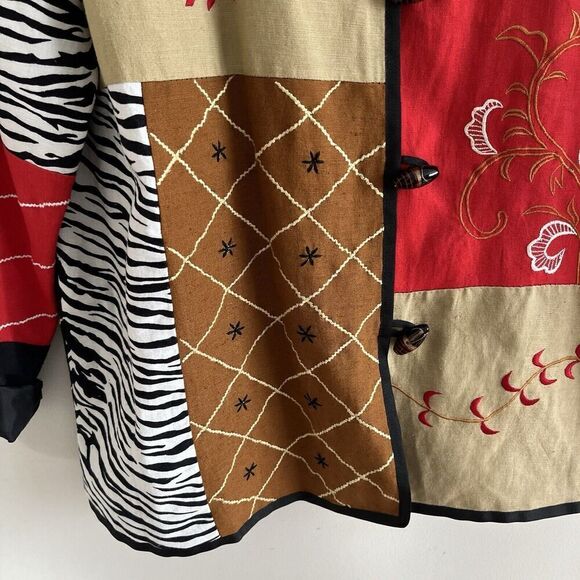 Alex Kim Patchwork Embroidered Jacket L Cottagecore Boho Y2K Vtg Art to Wear - Picture 10 of 14
